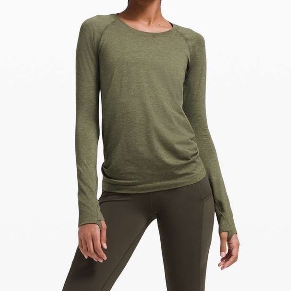 Lululemon Swiftly Tech 2.0 Willow Green Long Sleeve Army Green Thumbholes 12
